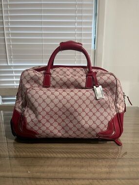 Ralph Lauren Canvas  Red Pattern Monogram Travel Bag
